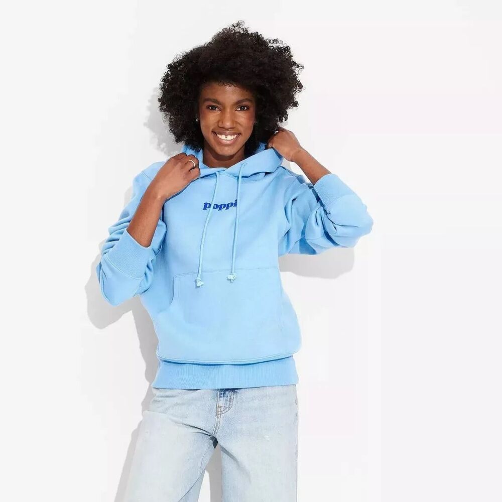 Poppi Future of Soda Graphic Hoodie Sweatshirt - Blue - Womens 3X -NEW